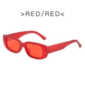 Retro small square sunglasses for women with red rectangular frame and matching red lenses - Red Frame Red Lens