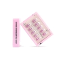 Classic French press-on nails with white tips in pink branded display packaging - Glue Style (GD09)