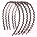 Set of six glossy black wavy metal headbands with thin flexible iron structure - Black Wavy Metal Instant Noodle Headband