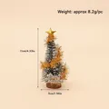 Mini sapin de Noël vert avec paillettes dorées et étoile au sommet, 11cm de haut - Sapin Vert Avec Ruban Doré