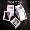 White 7x7cm PE film floating jewelry display box with butterfly pin storage - White Jewelry Box