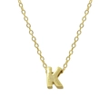 Detailed close-up of 925 silver O-chain and gold letter K pendant necklace on white background - Letter K / Gold