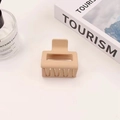 Minimalist square matte hair claw clip in nude beige color with hollow geometric design - 5cm / Beige