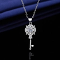 Exquisite silver-plated key pendant necklace encrusted with shimmering cubic zirconia - Xl-155 [with Cross Chain]