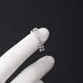 Silver 16G stainless steel cartilage stud with hollow rectangle and zircon stones - Geometric Tassel Style (333-10#S)