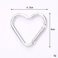 Silver heart carabiner clip for DIY bags, 4.3cm width and 4cm height dimensions - Heart Shape Carabiner / Silver