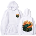 Felpa con cappuccio Alligator Alcatraz bianca unisex con stampe grafiche fronte retro - S / Bianco