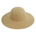 Classic wide brim felt fedora hat in camel for autumn and winter minimalist dome style - Adjustable 57-58cm / Beige