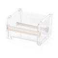 Transparent desktop tape dispenser with cream-colored spindle for office stationery storage - Beige