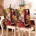 Christmas chair cover featuring Santa Claus and tree design in festive home setting - Santa Delivering Gifts (YT05-1)