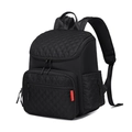 Waterproof black quilted diaper bag backpack with large capacity and anti-theft pockets - Black