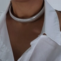 Silver chunky snake chain choker necklace made of high quality stainless steel - Necklace-2cm / Steel