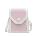 Roze en witte gewatteerde crossbody telefoontas met verstelbare riem en gouden gesp - Wit/Roze Patchwork