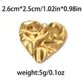 Polished gold heart pendant with irregular wrinkled texture in stainless steel - Gold Pleated Heart