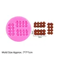 Pink silicone mold for mini fence fondant shapes including a finished brown piece - Fence B229 / Pink