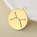 18K gold plated stainless steel zodiac pendant with sparkling crystal constellation - Gold Style (KLJ4541-Z)