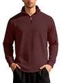 Felpa uomo bordeaux business casual con trama a nido d'ape e mezza zip con collo alto - S / Borgogna