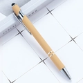 Orange matte stylus ballpoint pen with silver metal clip on a minimalist office background - Tan