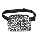 Waterproof nylon waist bag featuring a black and white leopard print and adjustable strap - Black Leopard