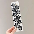 Set of 10 matte black star-shaped hair clips displayed on a white princess card - 51# Matte Star Set 4cm - 10Pcs