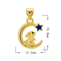 Pendentif lapin sur lune doré 18K avec étoile bleue, dimensions 15,8mm par 12,2mm - 997 Lapin de Lune