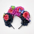 Mexicaanse haarband met kunstbloemen en 3D-vlinders voor Dag van de Doden feest - Stijl 2