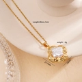 18K gold plated clover necklace with white mother of pearl inlay and measurements - Clover (958)
