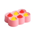 Pink six-cell silicone popsicle mold with colorful red and yellow cartoon handles - Rectangle Space Style - Pink