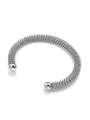 Minimalist silver spring-style open stainless steel bracelet with polished end beads - Style 4 (Dense Spiral Steel) / Steel