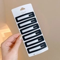 Set of six matte black rectangular hair clips neatly arranged on a white display card - 6# Black Set of 6 (Square)