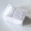 White crystal velvet triangle powder puffs in a clear plastic storage box - 12pcs in Box / White