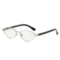 Modern irregular silver metal sunglasses with geometric frames and black temple tips - Silver Frame Silver Mirror Lens