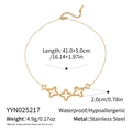 Detailed view of hollow floral clover charms on a gold-plated stainless steel necklace - Hollow Clover Pendant Style (YYN025217)