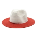 Two-tone Panama straw hat with a white crown and red wide brim for summer sun protection - M (56-58cm) / White + Bright Red