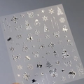 Adesivi per unghie natalizi 3D argento TL-256 con fiocchi e strass - TL-256 / Rilievo 3D Con Strass / Base Argento Zircone Colorato