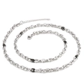 Silver stainless steel chain necklace with black coffee bean beads and lobster clasp - Silver Black Spliced Coffee Bean Necklace (KN113942-KFC)