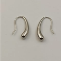 Polished silver teardrop earrings with elegant hook design in minimalist style - 24mm / Steel