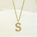 Gold-plated titanium steel necklace with letter S pendant micro-set with white zircons - S / Gold