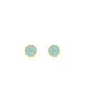 Elegant s925 sterling silver round stud earrings with blue turquoise inlay in gold finish - 925 Silver / Gold