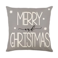 Weihnachtskissenbezug in Grau mit weißen Sternen und Merry Christmas Druck auf Leinen - Frohe Weihnachten Typografie (JYM634-3)
