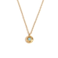 Classic 18K gold plated stainless steel necklace with blue round birthstone pendant - Gold-December-Turquoise