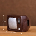 Miniature vintage brown television resin ornament 2.2cm wide for home decor - Television