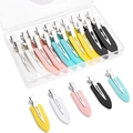 Set mit 10 bunten nahtlosen Haarspangen in Klarsichtbox plus fünf extra Display-Clips - 4 Schw+4 Weiß+4 Rosa+4 Blau+4 Gelb / Fünffarbig Box-Set (15 Stk)