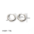 Polished silver stainless steel chunky hoop earrings with 18mm outer diameter size info - Silver (TE6035-S)