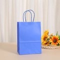 Solid navy blue kraft paper gift bag with twisted handles on a wooden table setup - Sapphire Blue
