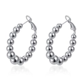 Pendientes de aro en acero inoxidable plateado con cuentas para mujer estilo elegante - Color Acero