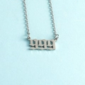 Silver stainless steel lucky number 999 pendant necklace for women on blue background - Number 999 / Steel