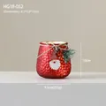 Red Christmas glass candle holder with Santa Claus motif and pine cone ribbon detail - Red Rippled (HG18-052)