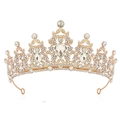 Elegante gouden bruidskroon met heldere kristallen en sprankelende strassteentjes - Goud met Allemaal Witte Strass