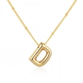 Minimalist gold-plated necklace featuring a balloon-style letter D pendant with bead chain - Gold Letter D